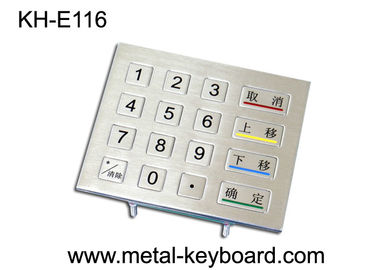IP65 امتیاز ناهموار فلزی صفحه کلید عددی، 16 صفحه کلید کلید دیجیتال
